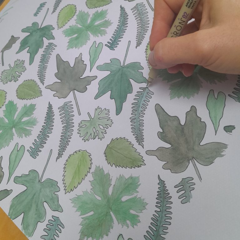Creating a botanical pattern - at Rowan Humberstone, Cambridge. £100 for 4 weeks.
