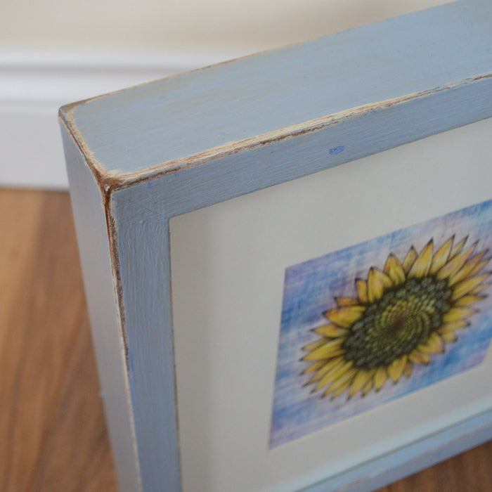 Sunflower print in hand-painted frame