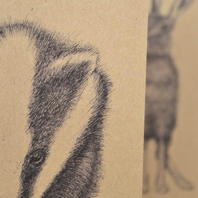Badger recycled greetings card. Blank inside.