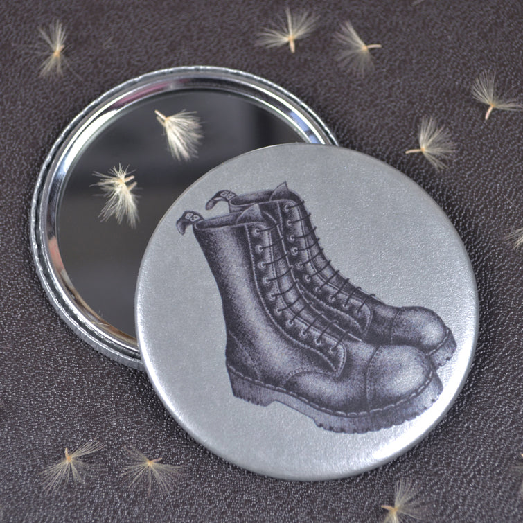 Black Boots compact pocket mirror