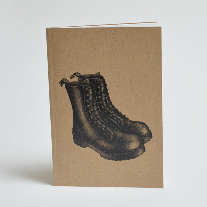 Black boots art recycled A6 notebook