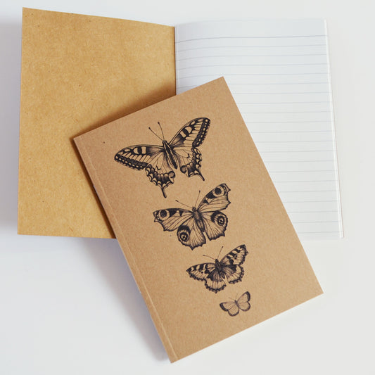 Butterfly specimen art - recycled A6 notebook