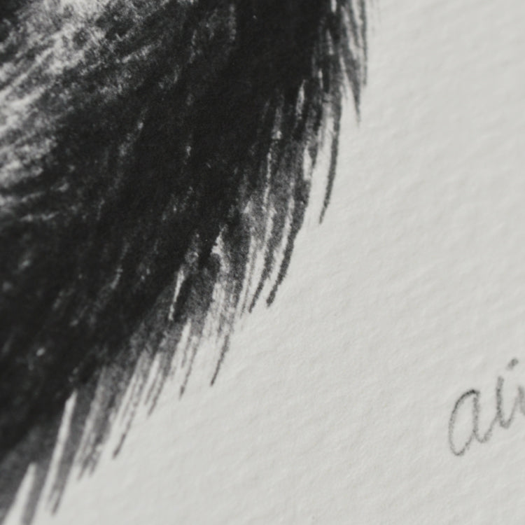 Black cat art print in frame.