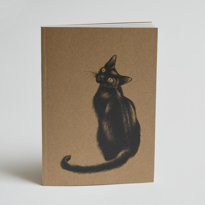 Black cat art eco-friendly A6 notebook