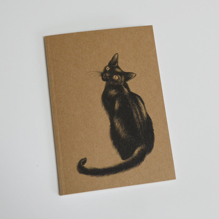 Black cat art eco-friendly A6 notebook