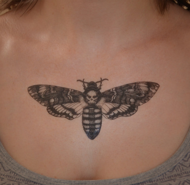 Large Death's Head Hawk Moth temporary tattoo