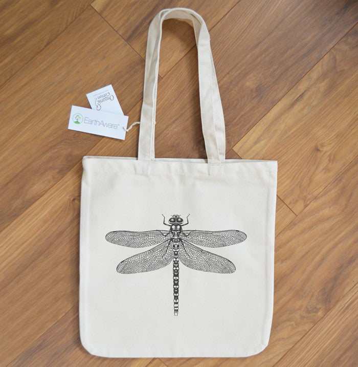 Dragonfly ethical cotton tote bag