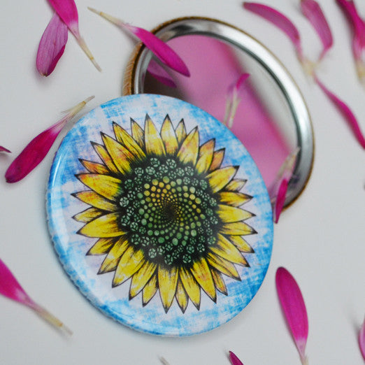 Summer sunflower compact mirror.