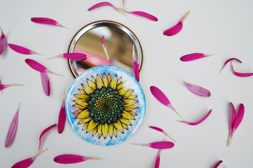 Summer sunflower compact mirror.