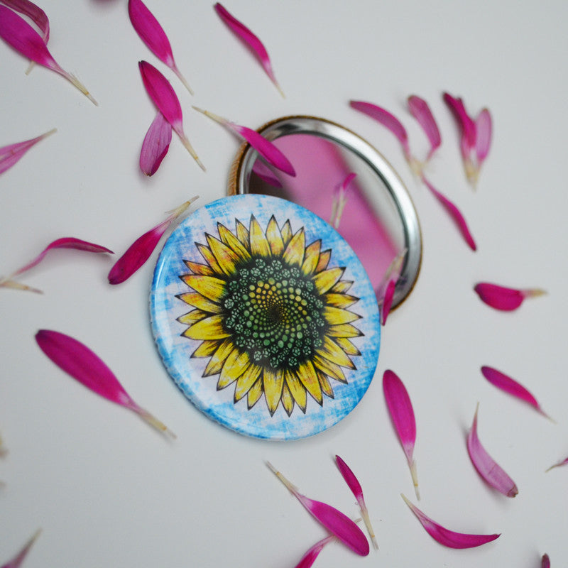 Summer sunflower compact mirror.