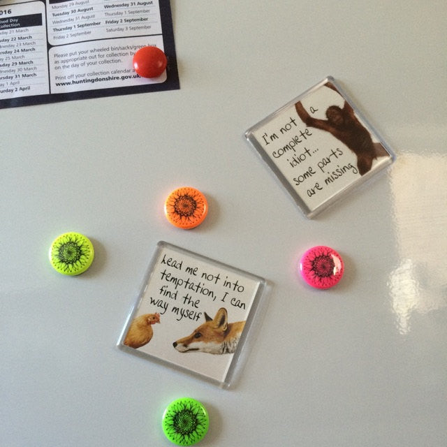 Neon sunflower magnets - set of 4.