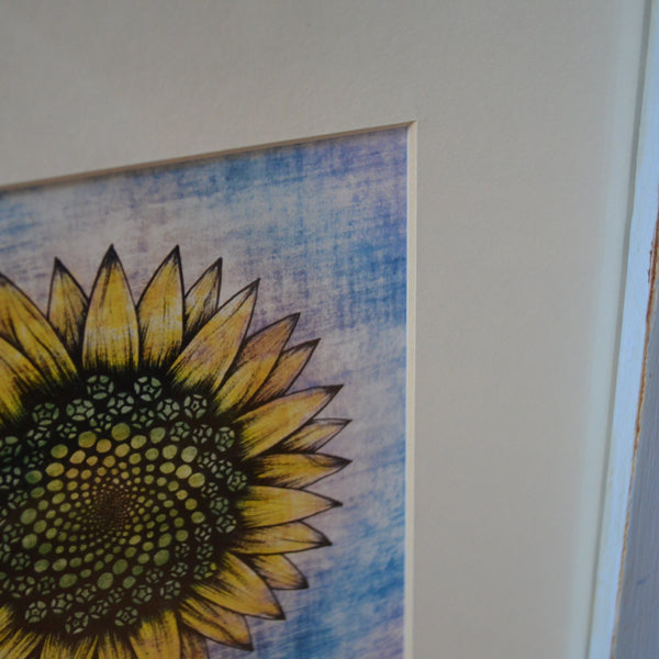 Sunflower print in hand-painted frame