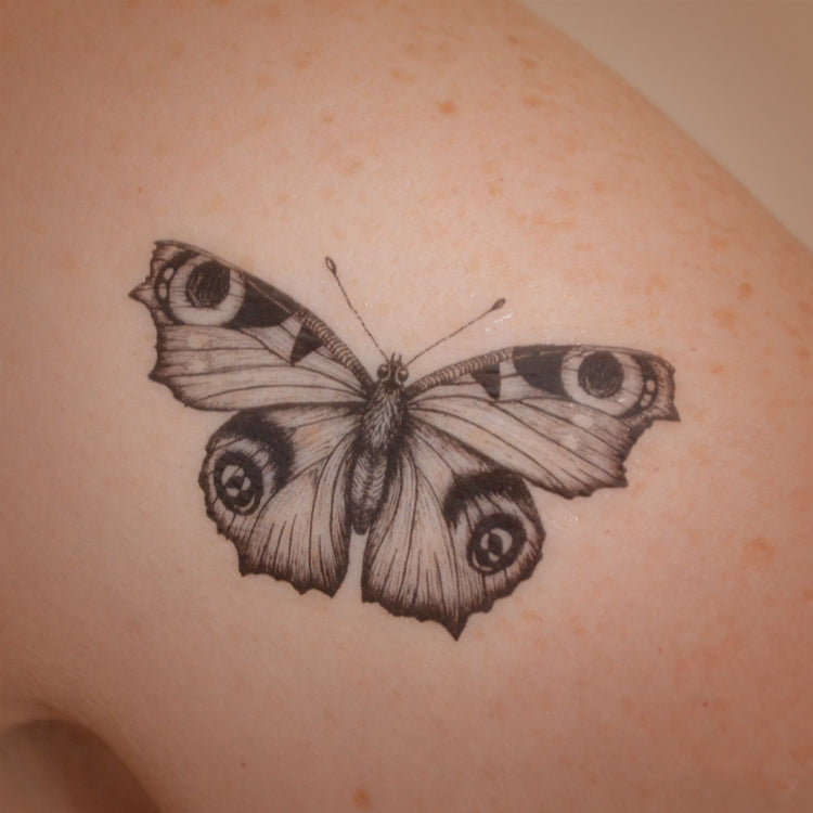 Peacock, Tortoiseshell and Small Blue - butterfly temporary tattoo set