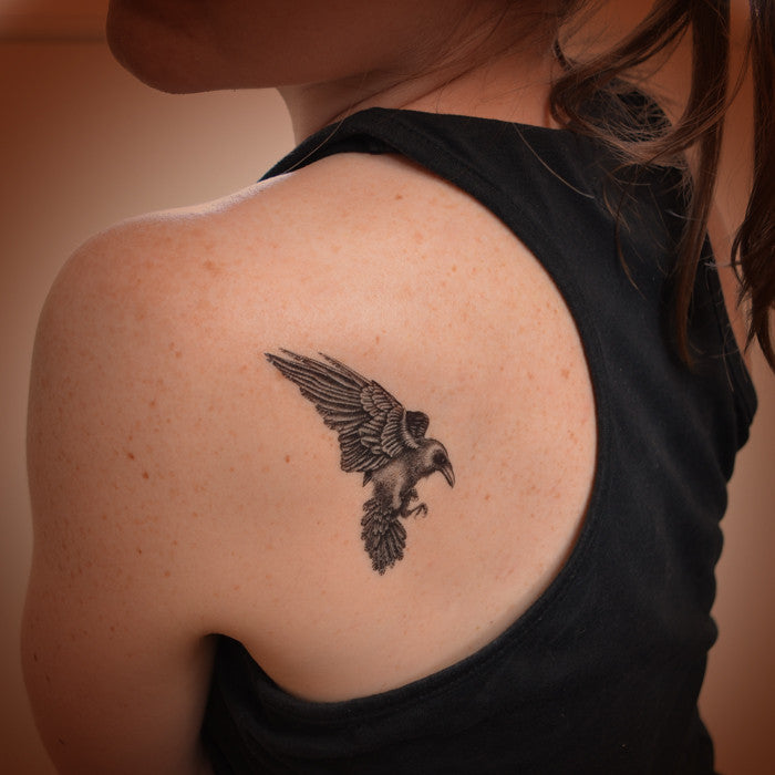 Raven temporary tattoo