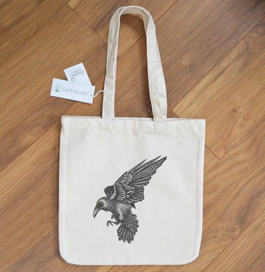 Heavy duty tote bag with Raven design