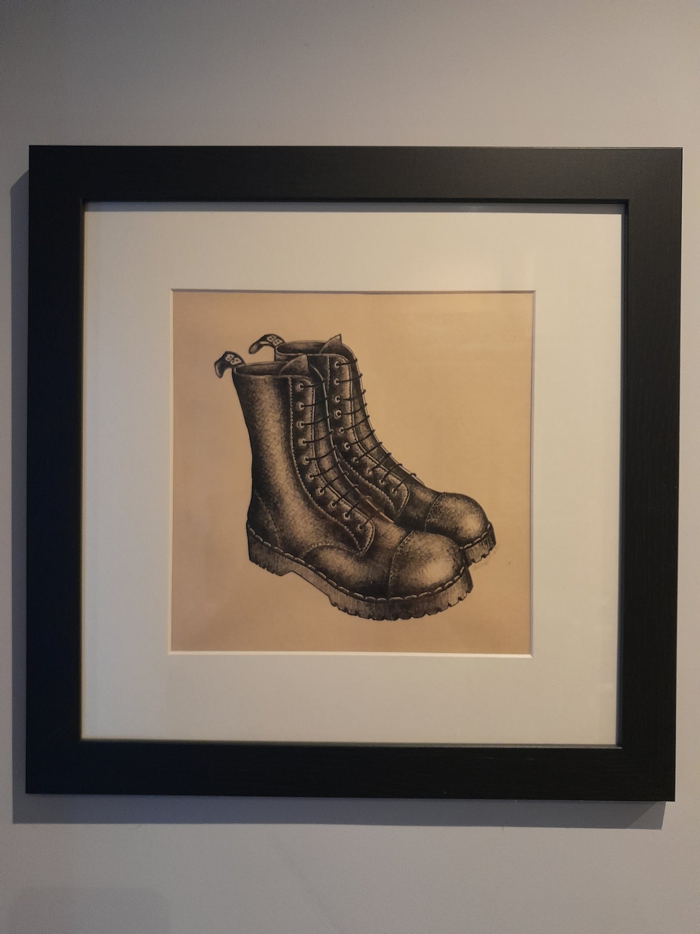 Original Ink Drawing - Black Boots