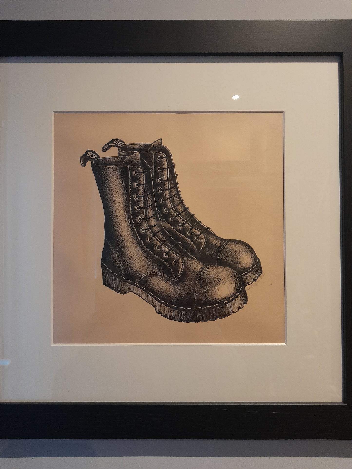 Original Ink Drawing - Black Boots