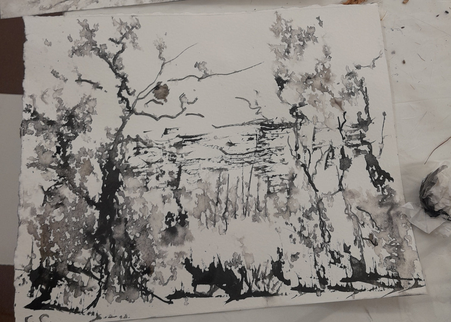 Intermediate drawing with ink and nature - Group booking