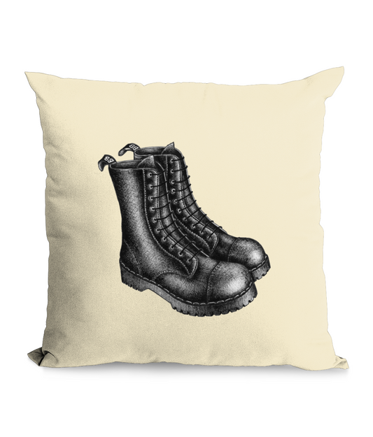 Black Boots - Natural Throw Cushion