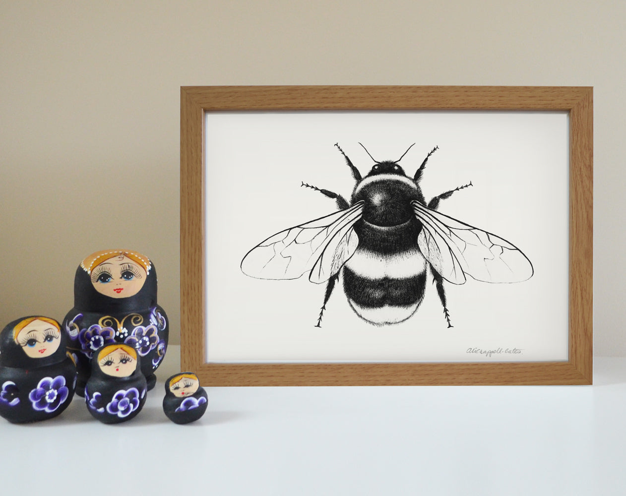 Framed Bumblebee print.