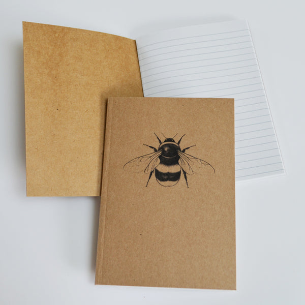 Bee lovers gift set - 3 illustrated A6 notebooks