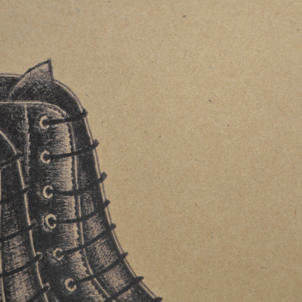 Black boots recycled greetings card. Blank inside.