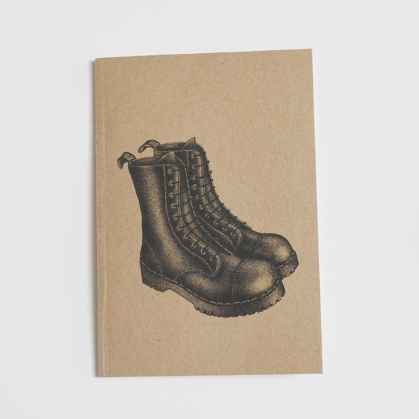 Black boots art recycled A6 notebook