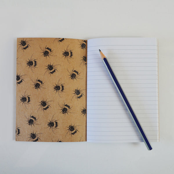 Cute Bumblebee pattern recycled A6 notebook