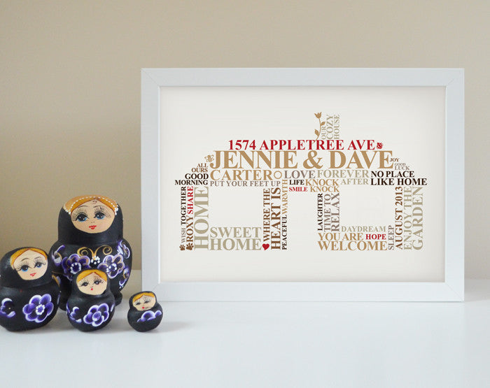 Framed custom design word art. Choose your shape.