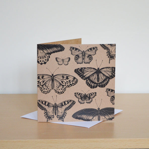 Butterfly collection - blank recycled greetings card.