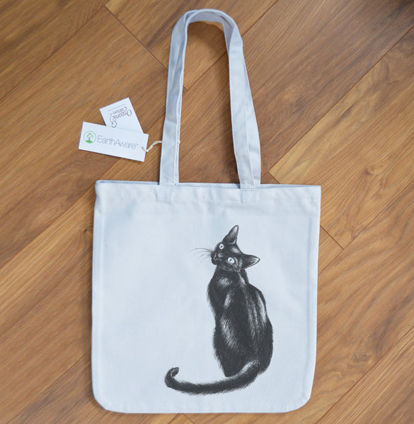 Black Cat luxury organic tote bag