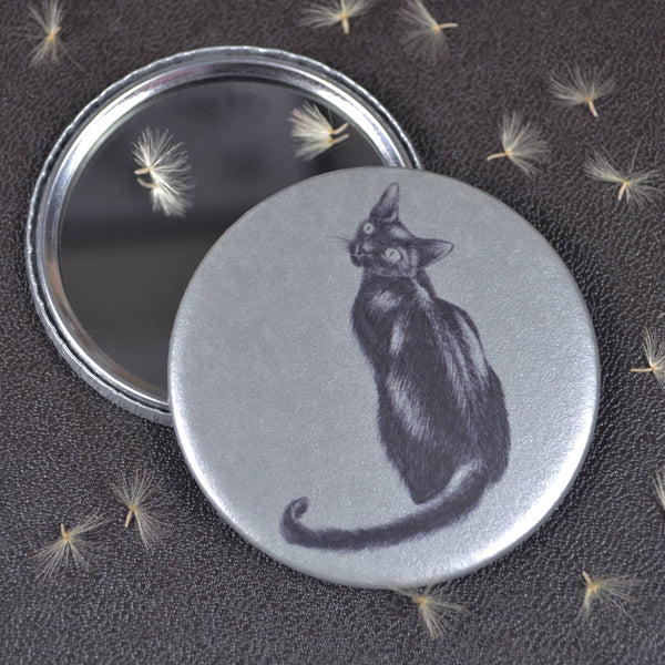 Black Cat compact pocket mirror