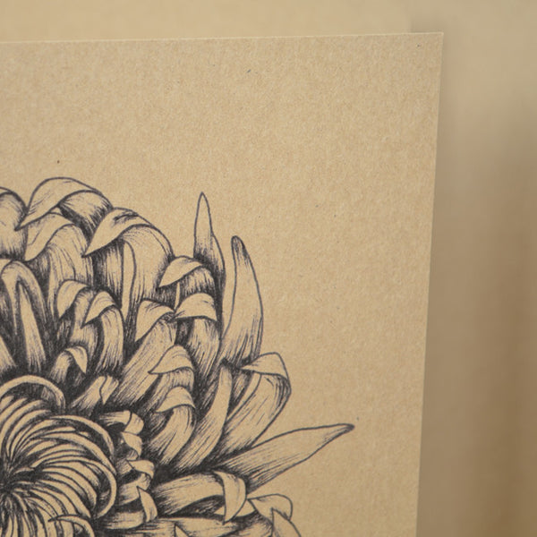 Chrysanthemum art greetings card.