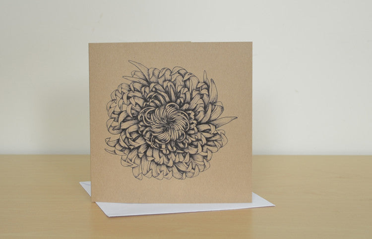 Chrysanthemum art greetings card.