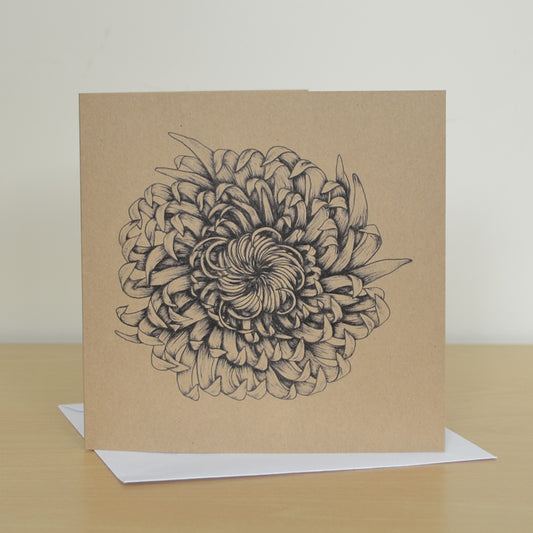 Chrysanthemum art greetings card.