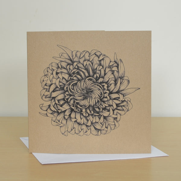 Chrysanthemum art greetings card.