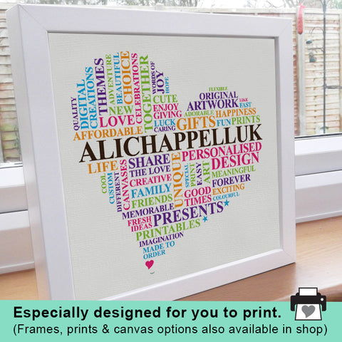 Printable file - Fully custom word art design - delivered by email only