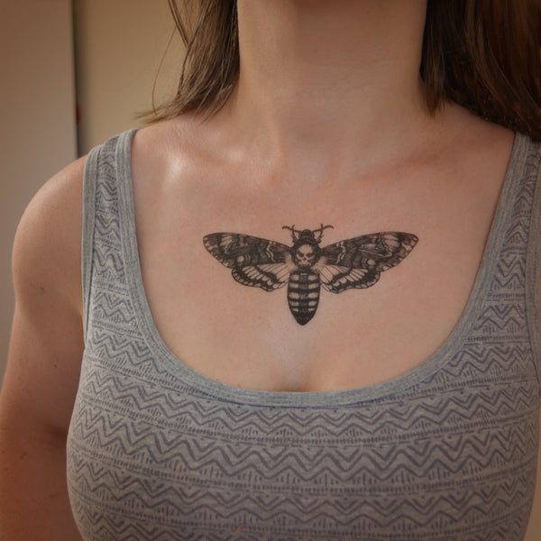 Large Death's Head Hawk Moth temporary tattoo