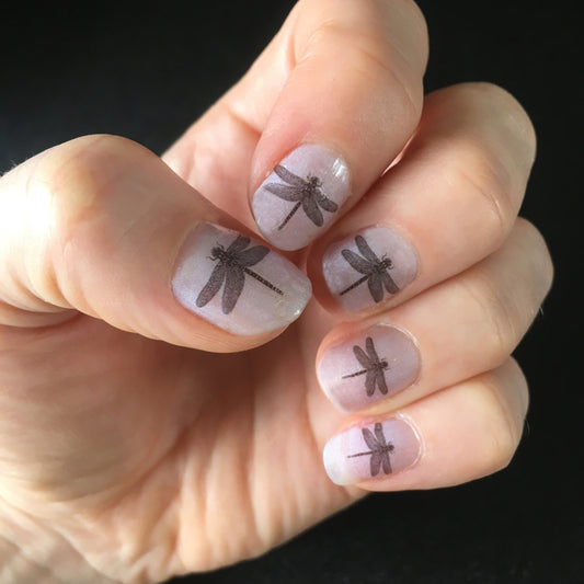 Set of 15 mini Dragonfly nail decal transfers.