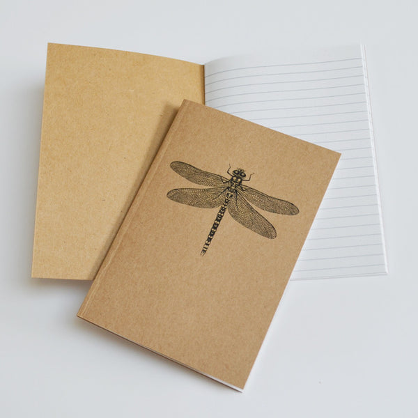 Dragonfly art recycled A6 notebook