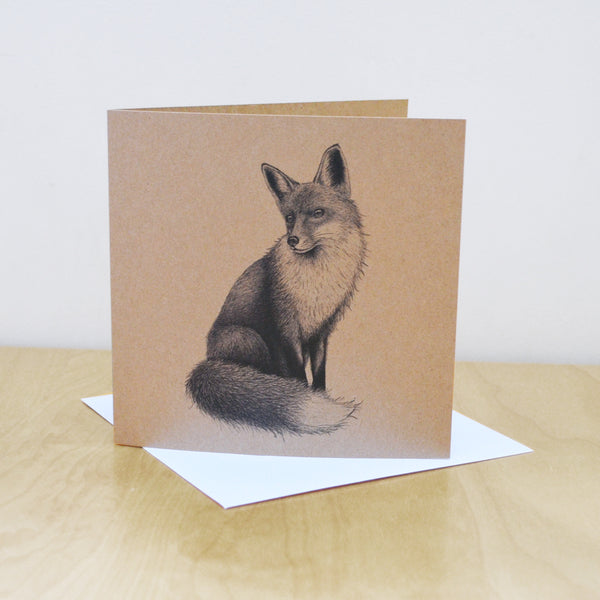 Fox illustration greetings card. Recycled, blank inside.