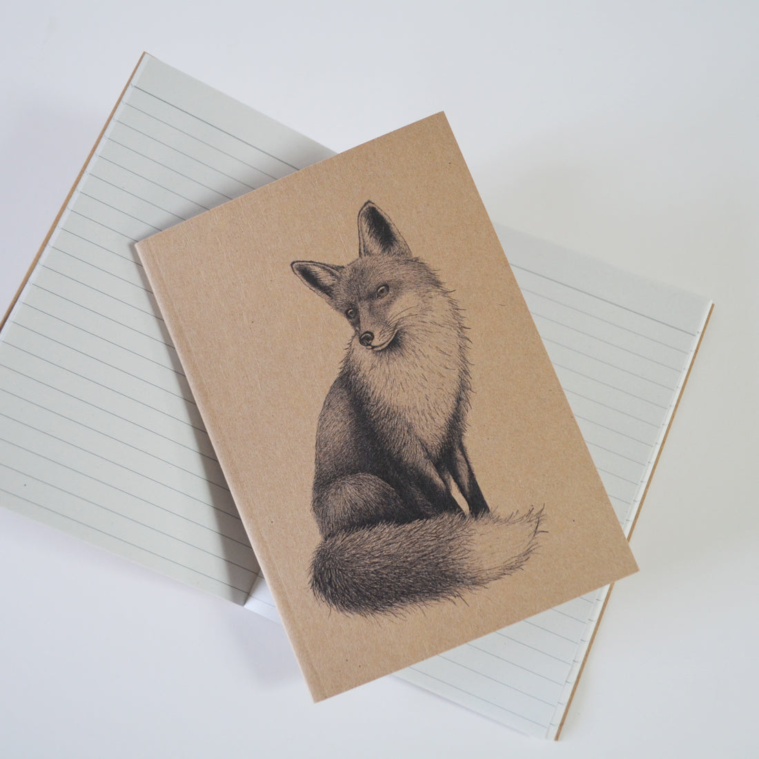 Fox illustration recycled A6 notebook