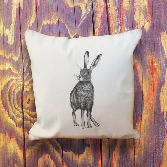 Hare natural cotton throw cushion