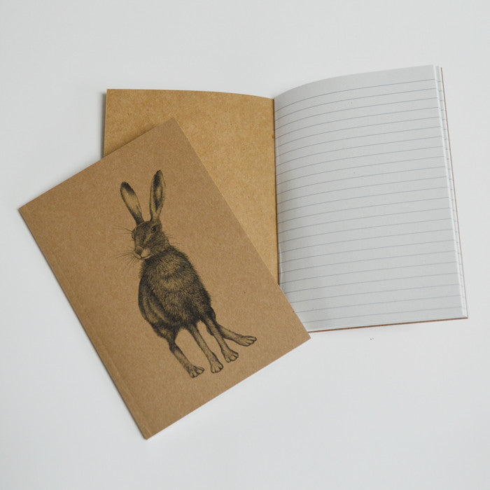 Eco-friendly A6 notebook with Hare illustration.