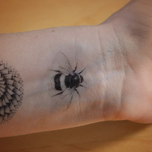 Mini bee and sunflower temporary tattoos