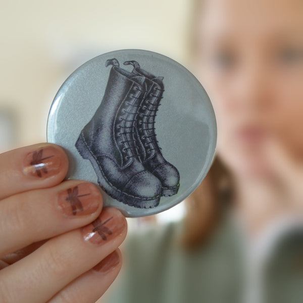 Silver Succulent spiral pocket mirror.