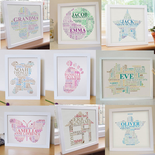 Framed custom design word art. Choose your shape.