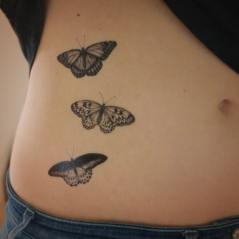 Set of 3 butterfly temporary tattoos - Monarch, Mormon, Tree Nymph