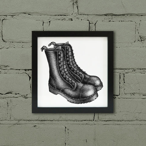 Big black boots wall art