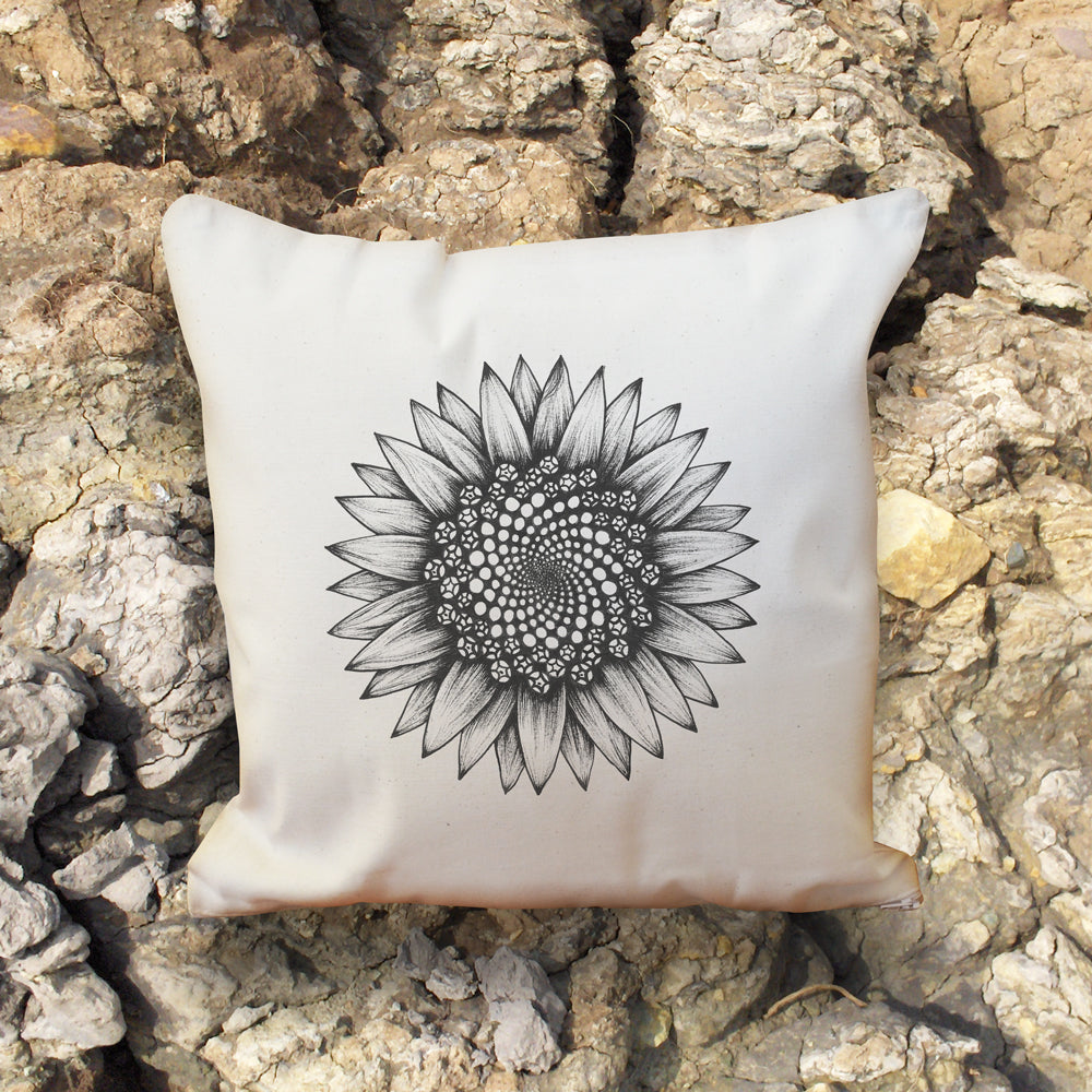 Sunflower natural cotton cushion